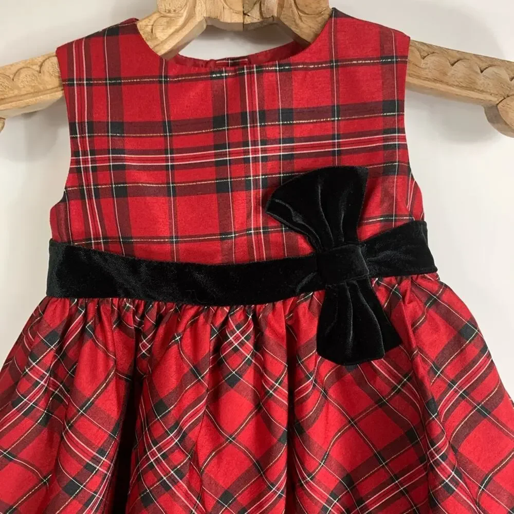 Gymboree Christmas Red Tafetta Plaid Dress 3T